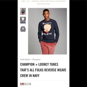 CHAMPION + THAT'S ALL FOLKS REVERSE WEAVE CREW